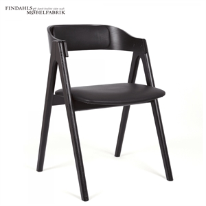 Findahl - Mette stol - Sort læder sæde og ryg - Bøg sort lakeret